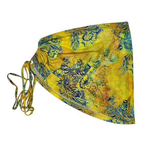 DOLLS KILL JADED LONDON Macaw Floral Print Yellow Ruched Mini Mesh Skirt Size M - Picture 5 of 7